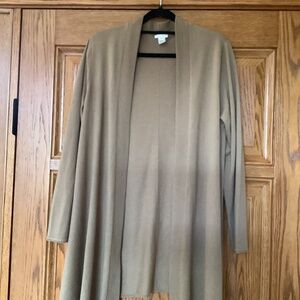 JJILL Taupe/Goldish Sweater with bordered trim